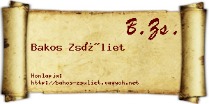 Bakos Zsüliet névjegykártya